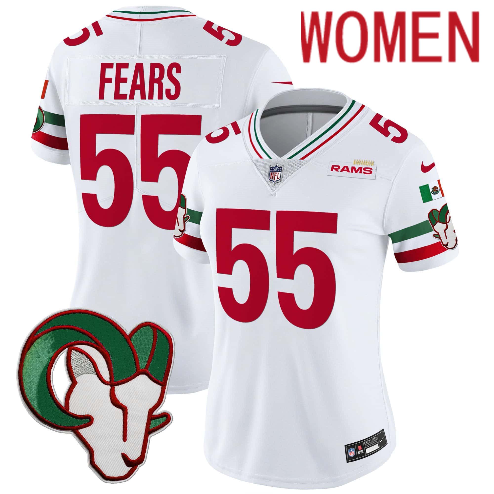Women Los Angeles Rams #55 Fears White 2024 Nike Mexico Vapor Limited NFL Jersey